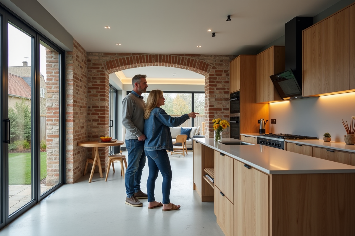 Couple dans la cuisine regardant l