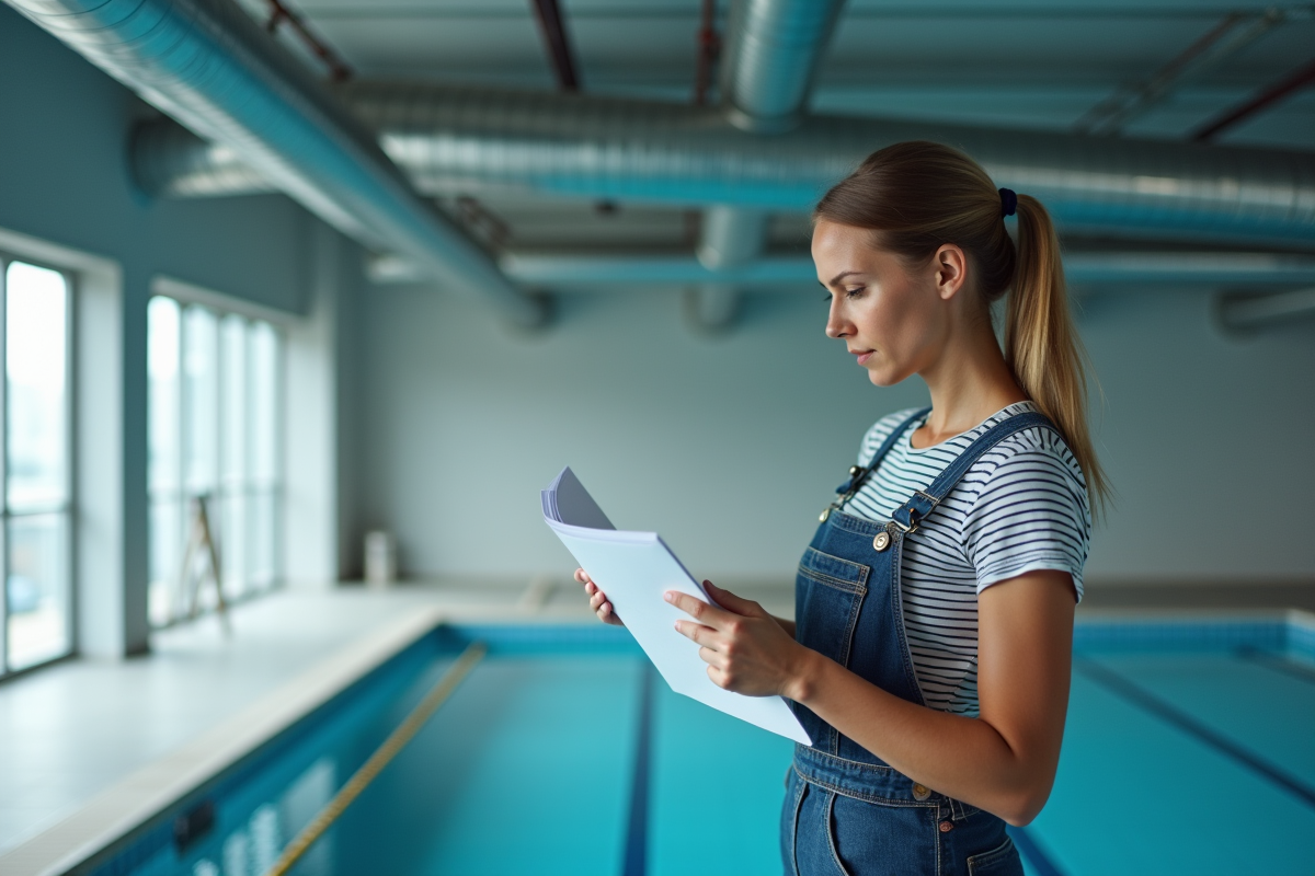 Femme inspectant la plomberie d